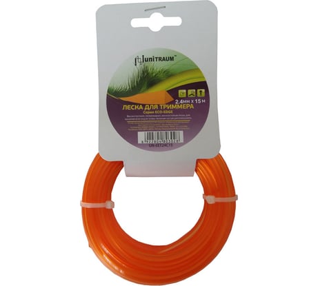 Леска полиамидная треугольная 2.4 мм, 15 м для триммера UNITRAUM UN-EET24C15