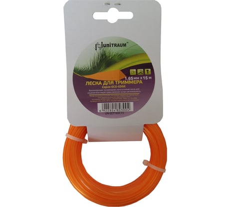 Леска полиамидная треугольная 1.65 мм, 15 м для триммера UNITRAUM UN-EET165C15