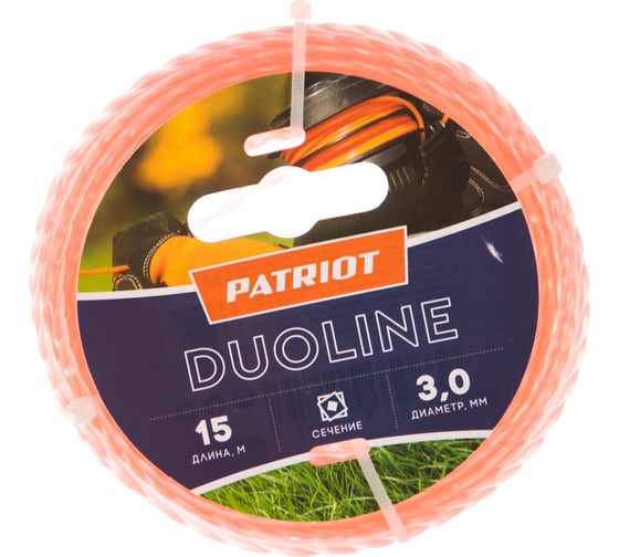 Леска Duoline (15 м; 3 мм; скрученный квадрат; двухцветная) PATRIOT 805401171