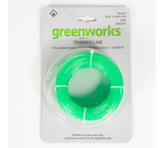Витая леска для триммера 2.4 мм GreenWorks 2950207