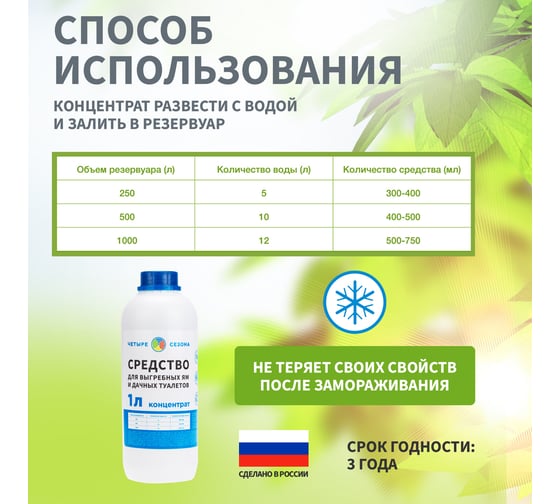 Средство для выгребных ям и дачных туалетов 1 л Четыре сезона 63-0001