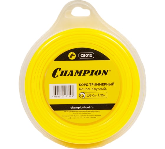 Корд триммерный (3.0 мм; 25 м; круг) Champion C5012