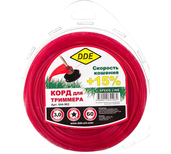 Корд триммерный (3.0 мм; 60 м; звезда) DDE 644-962