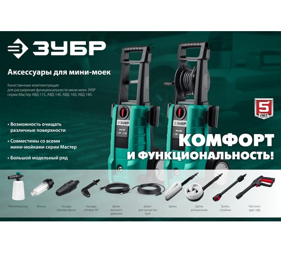 Пистолет высокого давления ЗУБР Миг-180 для минимоек 70410-180