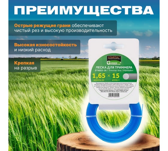 Леска для триммера Garden 1.65 мм, 15 м, сечение круглое STARTUL ST6053-16