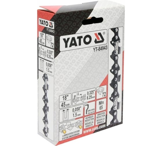 Цепь для бензопилы 18", 0.325", 1.5 мм, 45 см, 72 звена YATO YT-84943