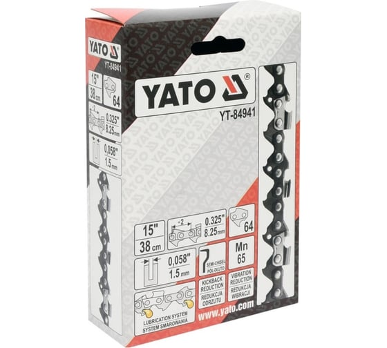 Цепь для бензопилы 15", 0.325", 38 см, 1.5 мм, 64 звена YATO YT-84941