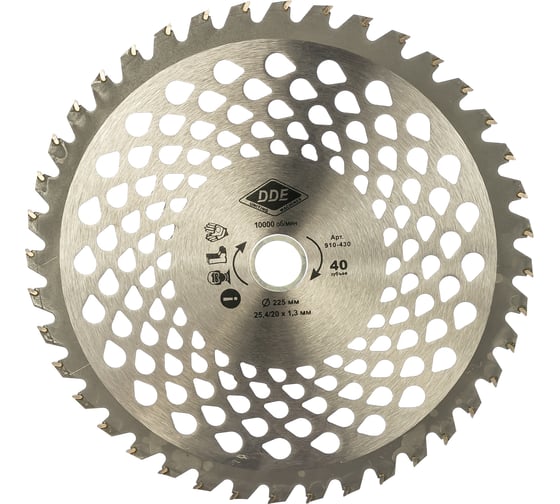 Диск твердосплавный для кустореза WOOD CUT (225х25.4/20 мм; 40 зубьев) DDE 910-430