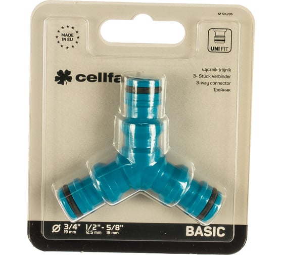 Тройник соединитель 1/2", упаковка - блистер Cellfast 50-205