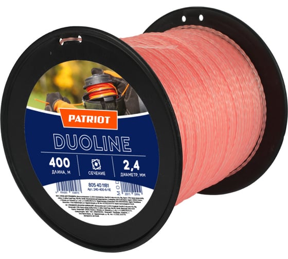 Леска Duoline (400 м; 2.4 мм; скрученный квадрат; двухцветная, красная жила) Patriot 240-400-6 805401181