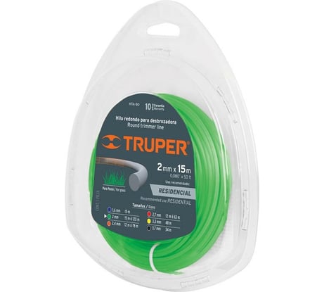 Леска для триммеров (15 м; 2 мм; круглая; зеленая) Truper HTA-80 17606