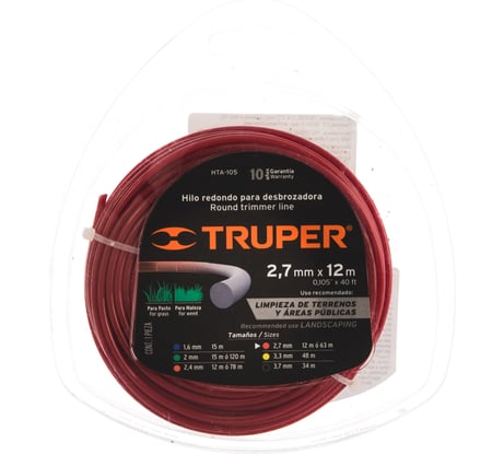 Леска для триммеров 2.7 мм, 12 м, нейлон Truper HTA-105 17629