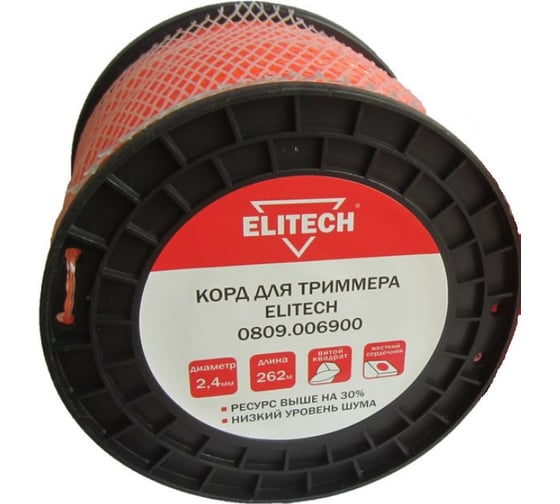 Леска витой квадрат, 2.4 мм, 262 м Elitech 0809.006900