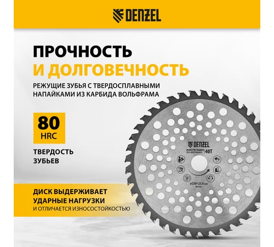 Диск для триммера, 40 зубьев DENZEL 96340
