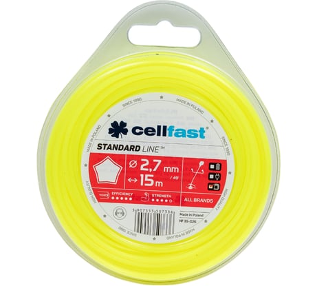 Леска для триммеров (звездочка 2,7 мм, 15 м) Cellfast 35-026