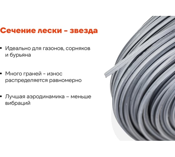 Армированная леска для триммеров 2.4 мм, 50 м, звезда Gigant G12-0415P
