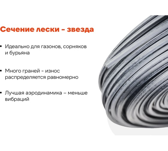 Армированная леска для триммеров 3 мм, 50 м, звезда Gigant G12-0416P