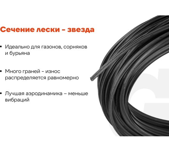 Леска для триммеров 2 мм, 15 м, звезда Gigant G12-0404P