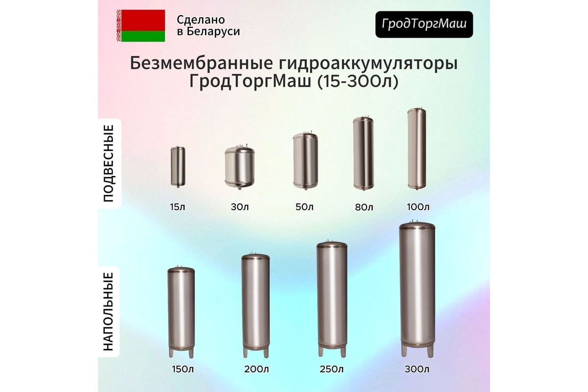 Гидроаккумулятор безмембранный из нержавеющей стали ГА-100 100 л ...