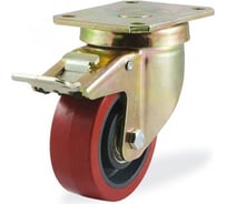 Большегрузная поворотная колесная опора с площадкой, с тормозом 160 мм, 650 кг KAMA 4102-KUR-160-F18