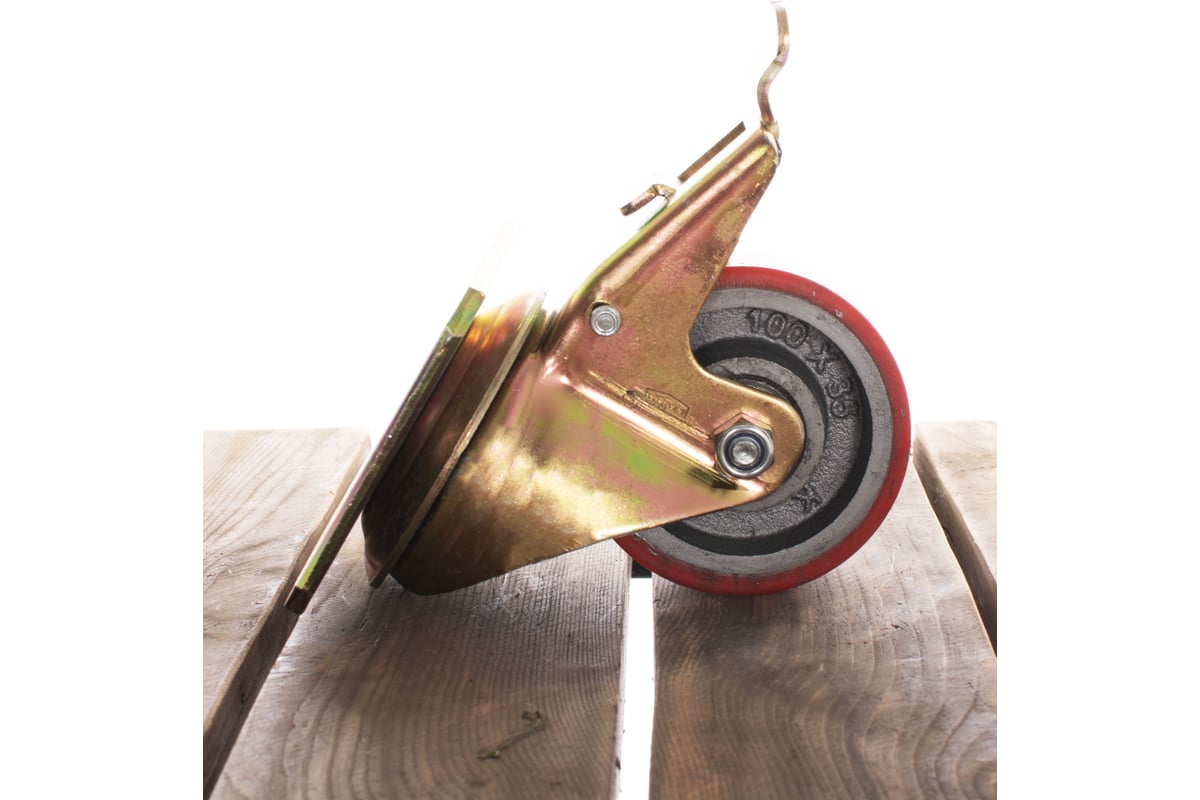 Большегрузная поворотная колесная опора с площадкой, с тормозом 100 мм ...