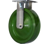 Колесо большегрузное неповоротное из нержавеющей стали Зеленый полиуретан 200 мм (SS6680R-01-SPU) MFK-TORG SPU-6681200