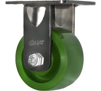 Колесо большегрузное неповоротное из нержавеющей стали Зеленый полиуретан 150 мм (SS6660R-01-SPU) MFK-TORG SPU-6661150