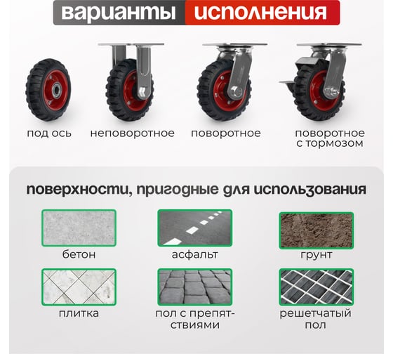 Колесо литое поворотное с протекторной резиной, диаметр 150 мм, грузоподъемность 160 кг СТЕЛЛА-ТЕХНИК 5001-160