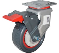 Колесо полиуретановое, протекторное, поворотное с тормозом, 100 мм, Medium MFK-TORG 1064100 M