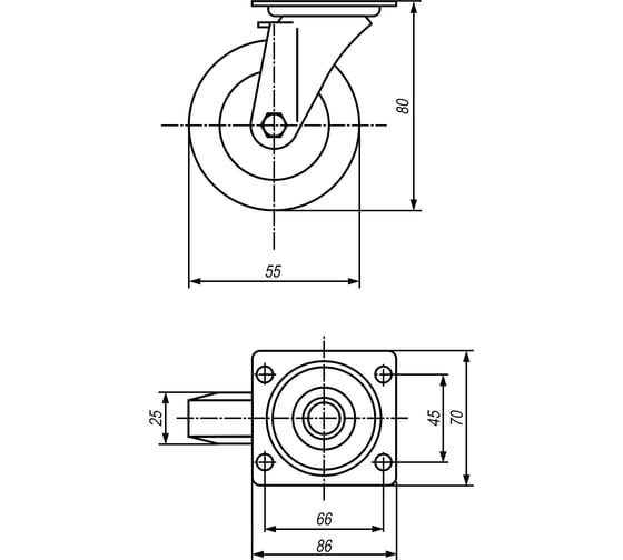 Колесо с поворотной платформой EMES ED01VKV55X25