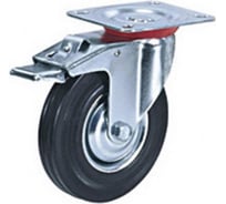 Колесо для тележки поворотное SCb 160, литая резина, тормоз, 160 мм ООО Комус 372521