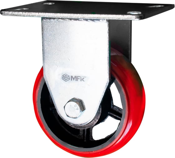 Колесо большегрузное, красный полиуретан, неповоротное, 125 мм MFK-TORG 68501125 1