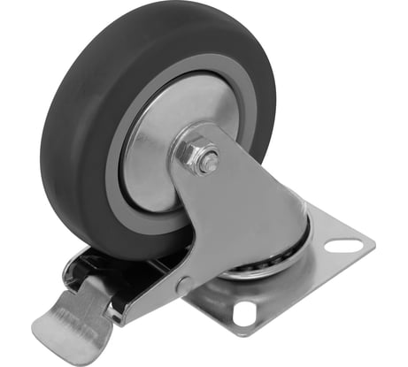 Колесо поворотное с тормозом 100 мм крепление  платформенное СИБРТЕХ 68721
