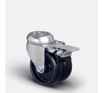 Колесо аппаратное сдвоенное под болт М10 с тормозом 75 мм MFK-TORG ET04 MKM 75 F