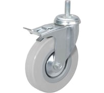 Колесо серая мягкая резина крепление болтом М12 с тормозом SCTGB42 100 мм MFK-TORG 5064100M