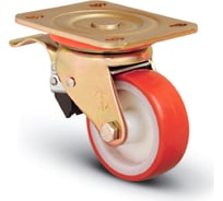 Колесо сверхмощное полиуретановое поворотное с тормозом 100 мм MFK-TORG ED01 ZBP 100 F