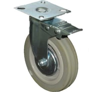 Колесо серая мягкая резина поворотное с тормозом SCGB55 125 мм MFK-TORG 5054125М