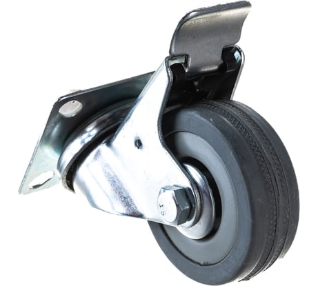 Колесо серая мягкая резина поворотное с тормозом SCGB25 50 мм MFK-TORG 5054050М