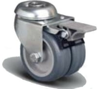 Колесо аппаратное сдвоенное под болт М10 с тормозом 50 мм MFK-TORG ET04 MKT 50 F