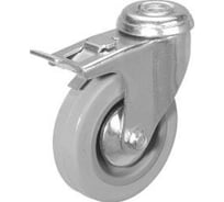 Колесо серая мягкая резина под болт отверстие 12 мм с тормозом SCHG55 125 мм MFK-TORG 5057125M