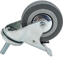 Колесо серая мягкая резина крепление болтом М10 с тормозом SCTGB93 75 мм MFK-TORG 5064075M