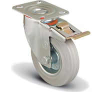 Колесо серое промышленное поворотное с тормозом 200 мм MFK-TORG EM01-SPRg-200-F