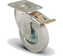 Колесо серое промышленное поворотное с тормозом 100 мм MFK-TORG EM01-SPRg-100-F