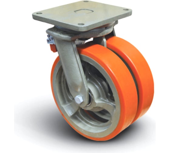 Колесо полиуретановое сдвоенное поворотное с тормозом 350 мм MFK-TORG EW01-VBP-350-F 1