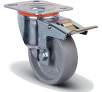 Колесо термостойкое чугунное поворотное с тормозом 80 мм MFK-TORG EM01-VKV-80-F