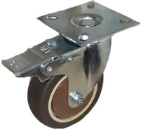 Колесо коричневая мягкая резина поворотное с тормозом SCGB93 75 мм MFK-TORG 7054075