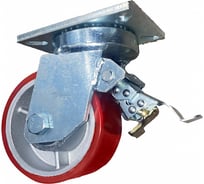 Колесо большегрузное сверхмощное поворотное с тормозом 250 мм, шариковый подшипник MFK-TORG 1053250-B ТГ