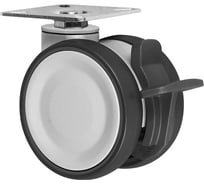 Колесная опора поворотная с панелью крепления и тормозом D12 Inford TPAA 075 S1B22 RAL 9002 with black pedal brake