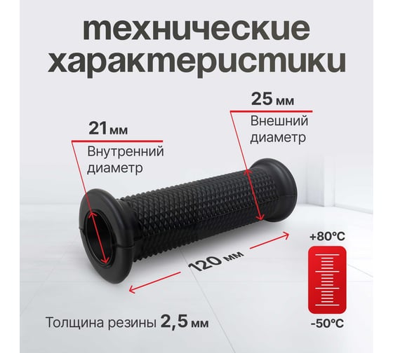 Ручка резиновая 20 мм, 2 шт для складских тележек СТЕЛЛА-ТЕХНИК Р-23-К2