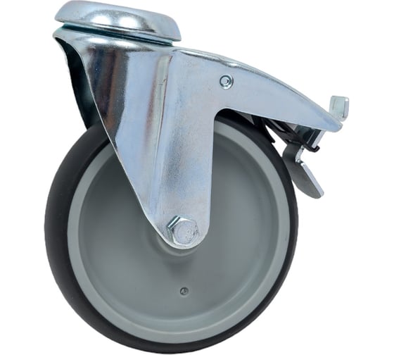 Колесная опора под болт с тормозом Inford E15 TPPJ 125 HB3 steel total brake